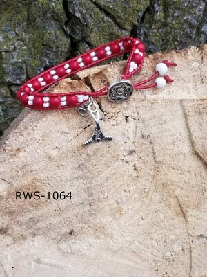 RWS-1064
Detroit Red Wings-Red leather, silver button, red and white beads with heart and hockey sticks charms