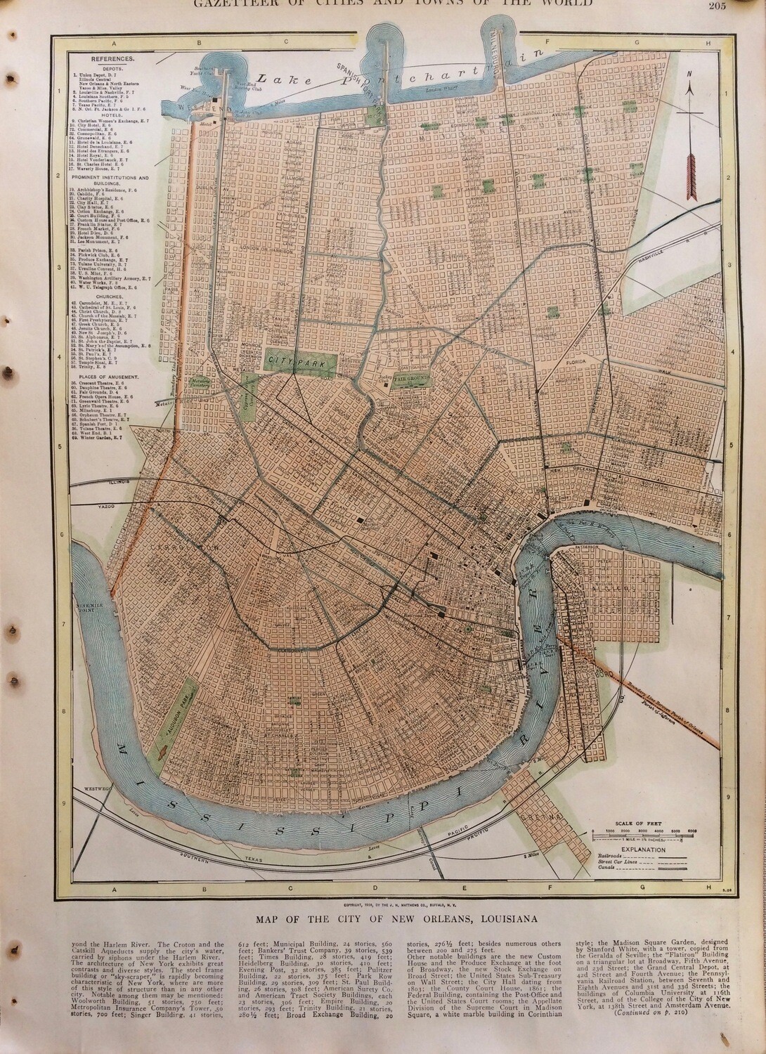 1927 City map of New Orleans, La. with hand color , by Collins