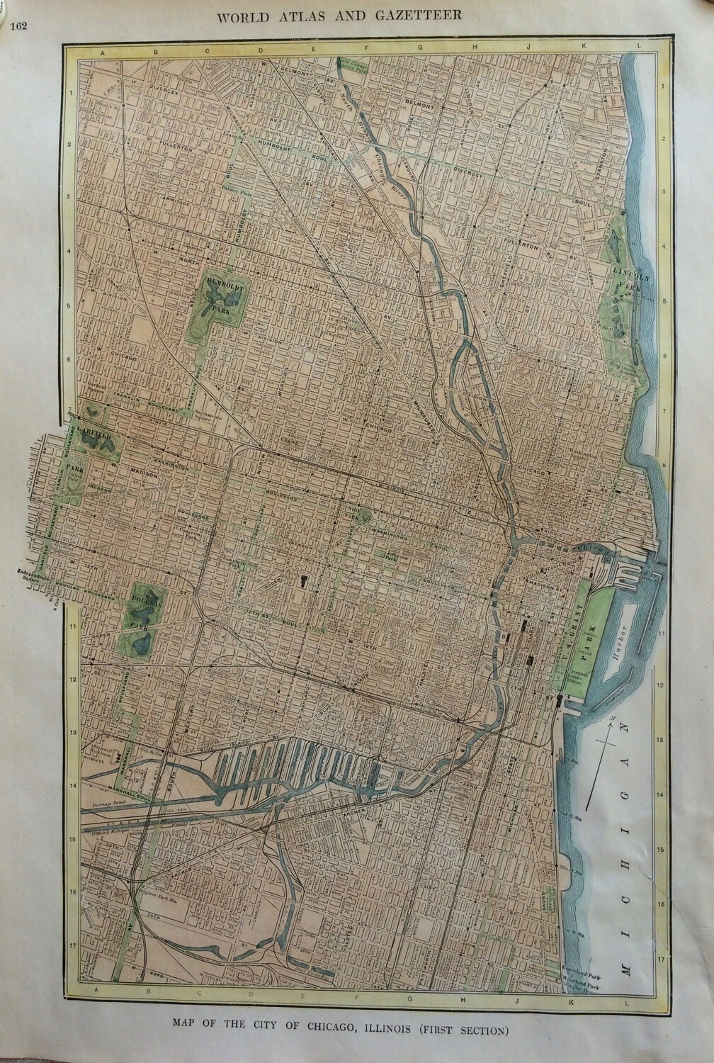 1927 2 sheet map of Chicago, Il with hand color, by Collins.