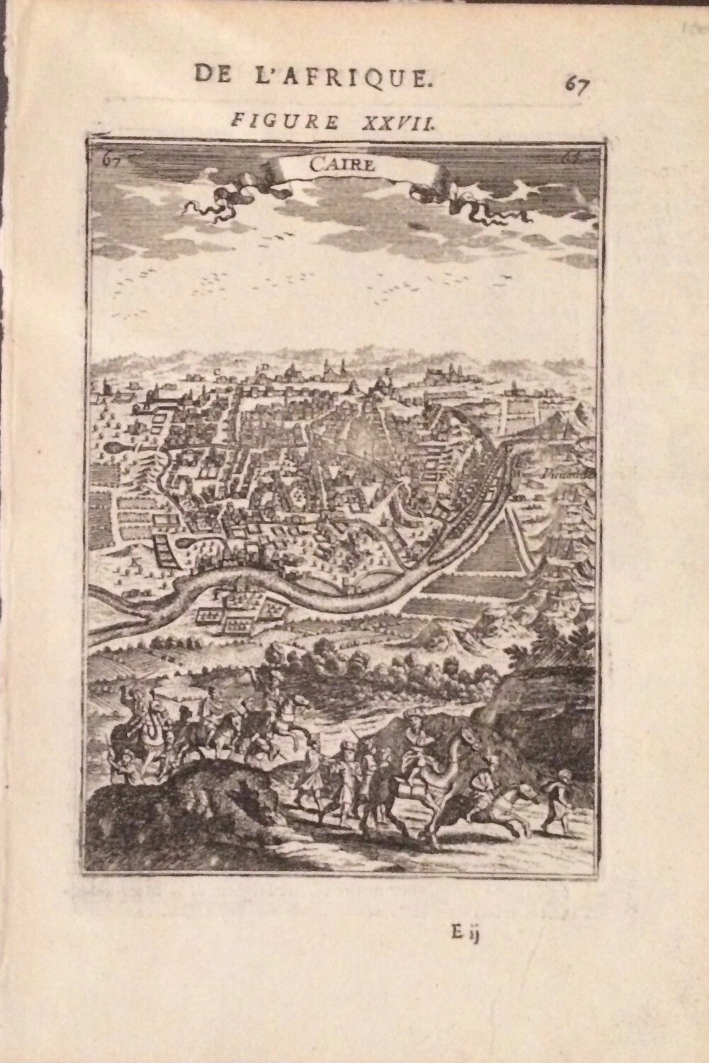 1719 Map of Cairo Egypt by Mallet