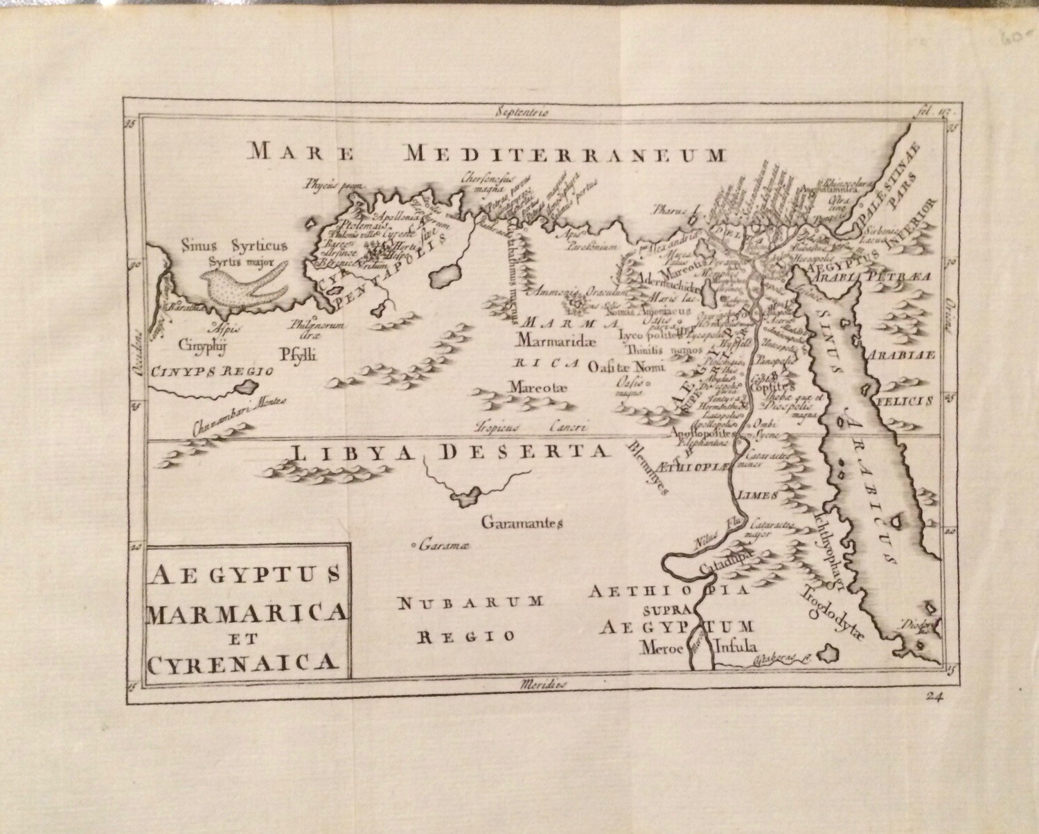 1731 Map of Ancient Egypt Marmarica Cyrenaica and Aegyptus by Christopher Cellarius