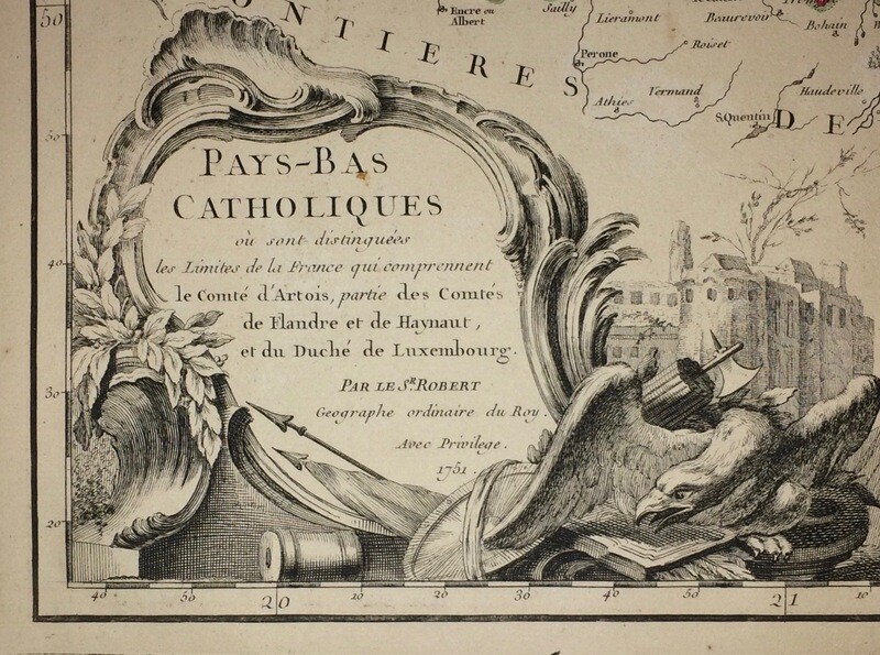 1755  Map of  Pay-Bas Catholics -Luxomburg by D &amp; G DeVaugondy 