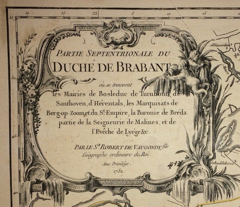 1755 Map of Brabant ,Belgium by D &amp; G DeVaugondy 