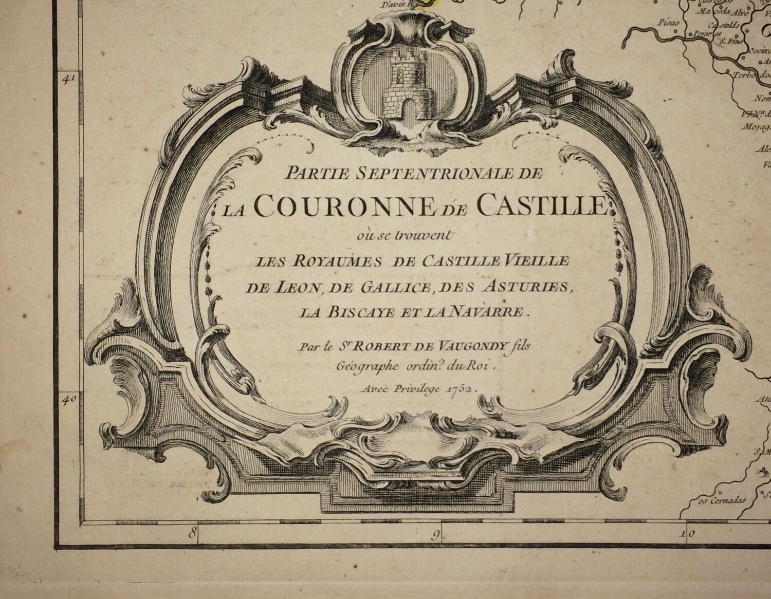 1755 Map of Northern Castille Spain by DeVaugondy