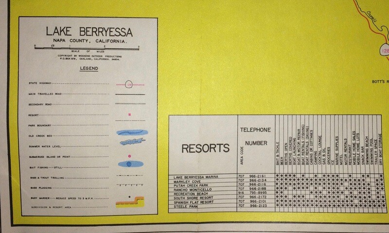 1960 Lake Berryessa Weekend Wide World Outdoor Sports Maps