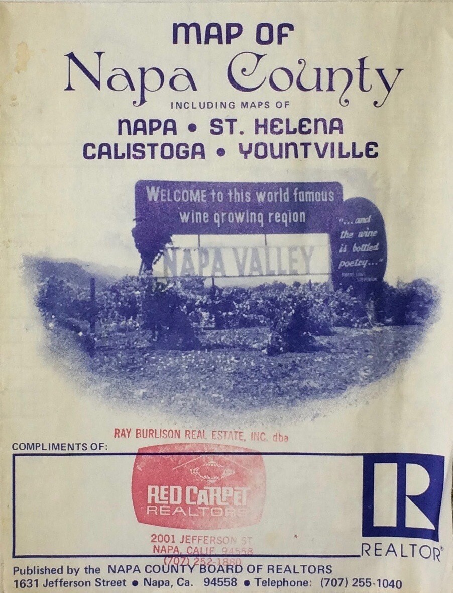1980 Map of Napa County and St Helena, Calistoga, Yountville