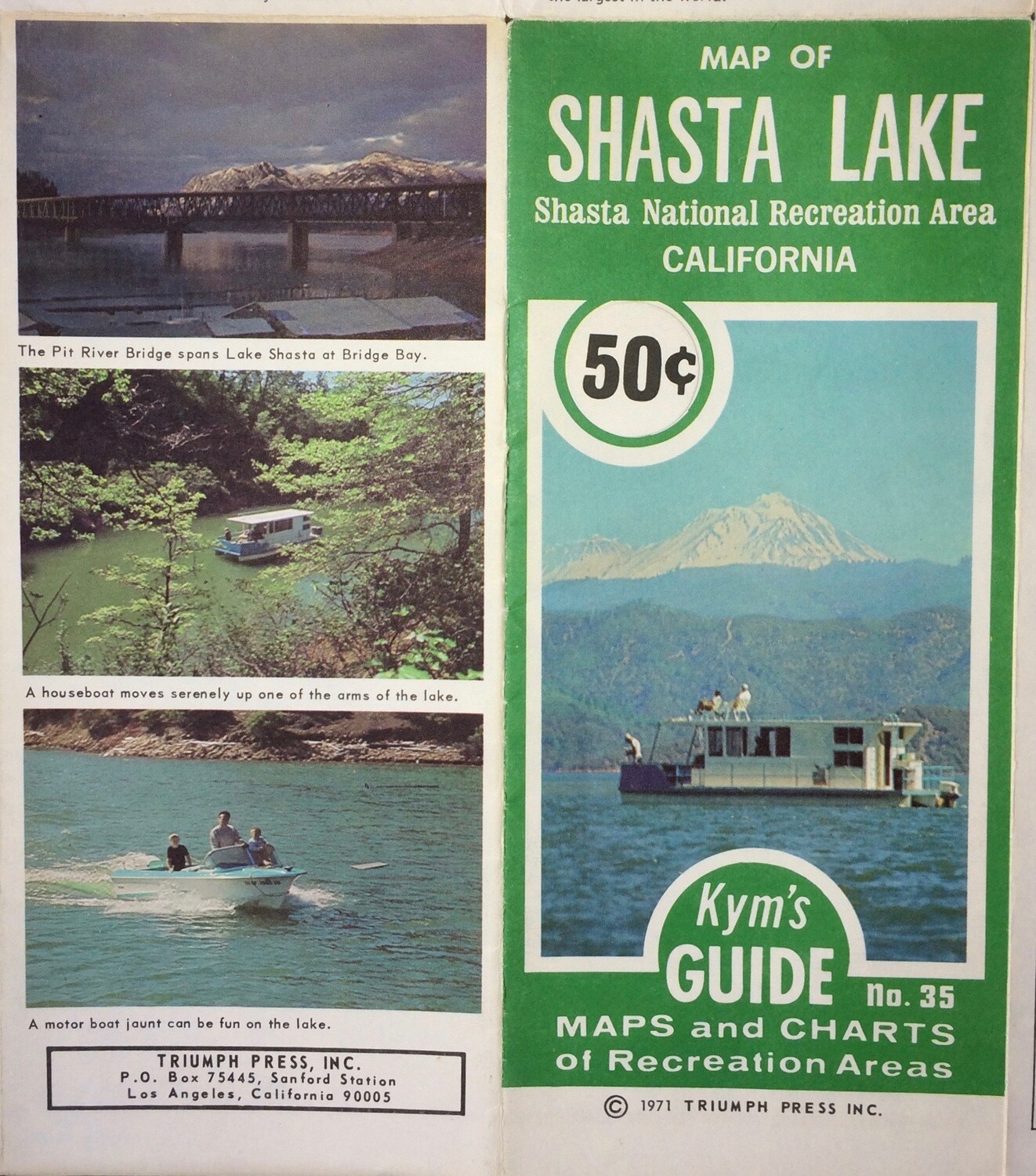 1968 Map of Lake Shasta and Shasta Dam