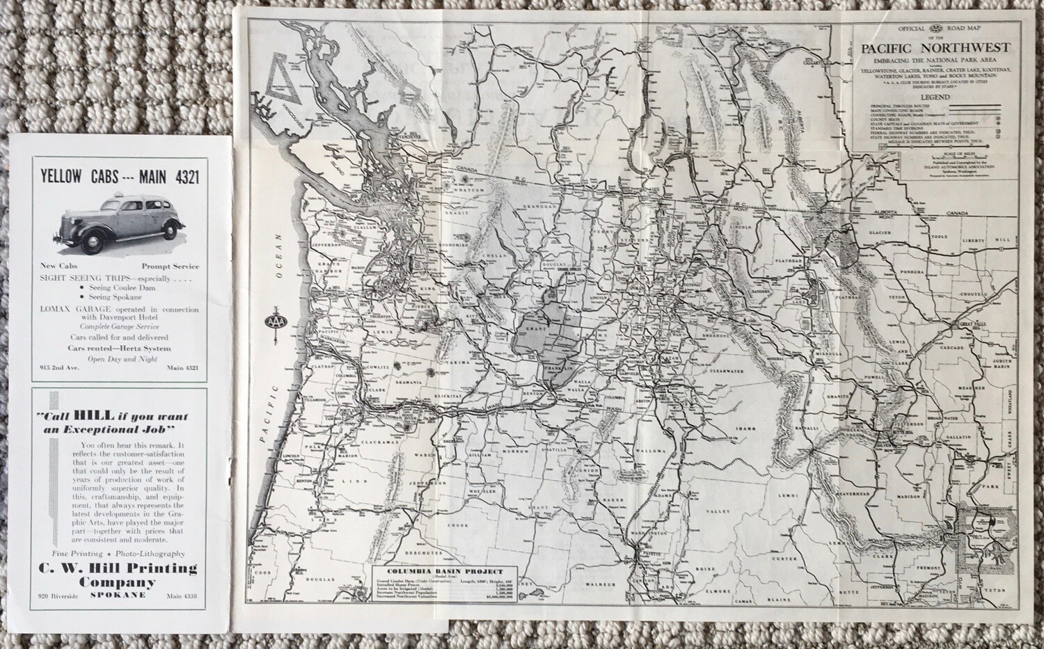 1938 AAA of Spokane greeters guide Map