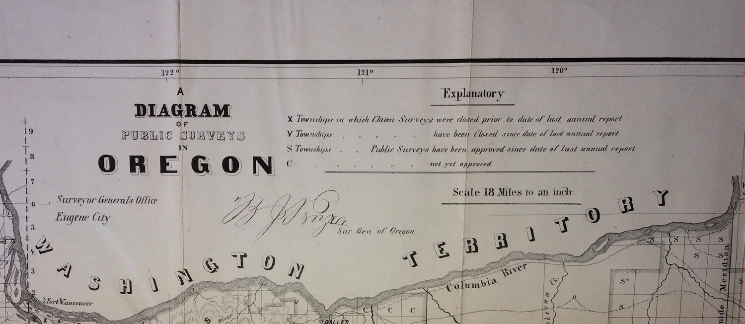 1865 Diagram of Public Surveys in Oregon by the GLO