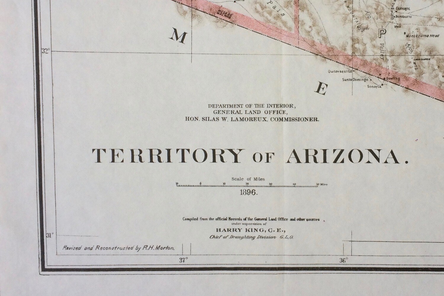 1896 Map of Arizona Territory by the GLO