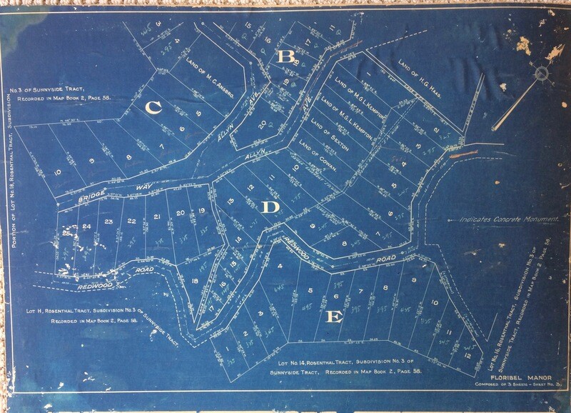 1923 Map of Floribel Manor - San Anselmo CA.