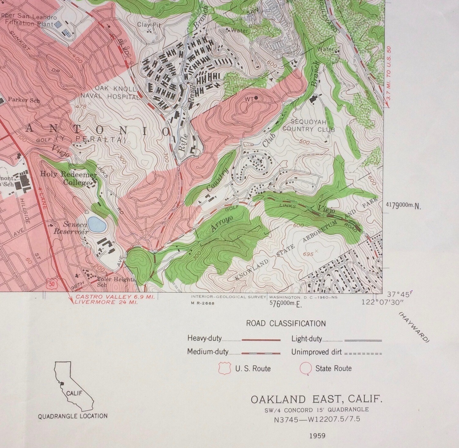 1959 Oakland East - 7.5 USGS Topo