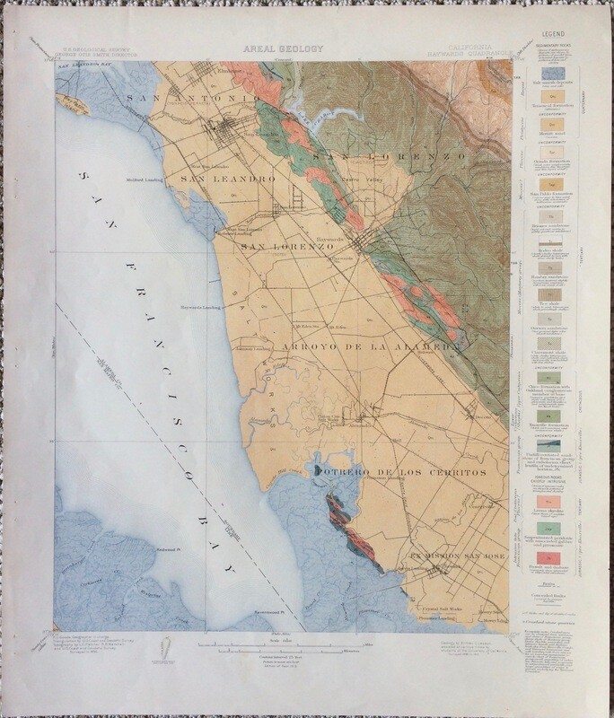 1914 USGS Structure Sections Haywards, CA Quad 15 Minute