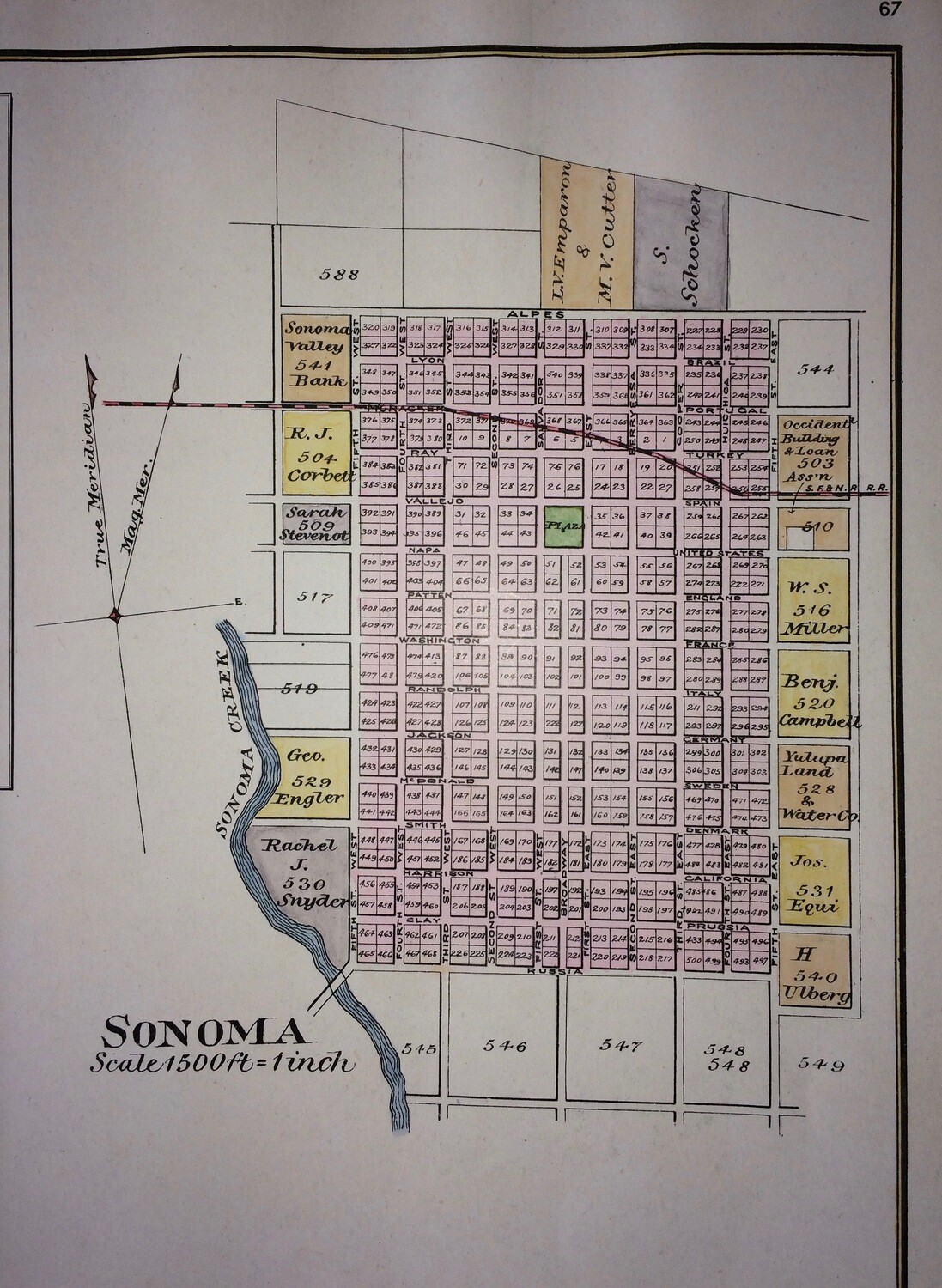 1898 Thompson &amp; West - Sonoma and Glen Ellen Town Maps w/ hand color 