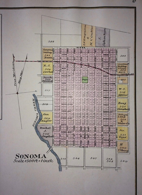 1898 Thompson &amp; West - Sonoma and Glen Ellen Town Maps w/ hand color 