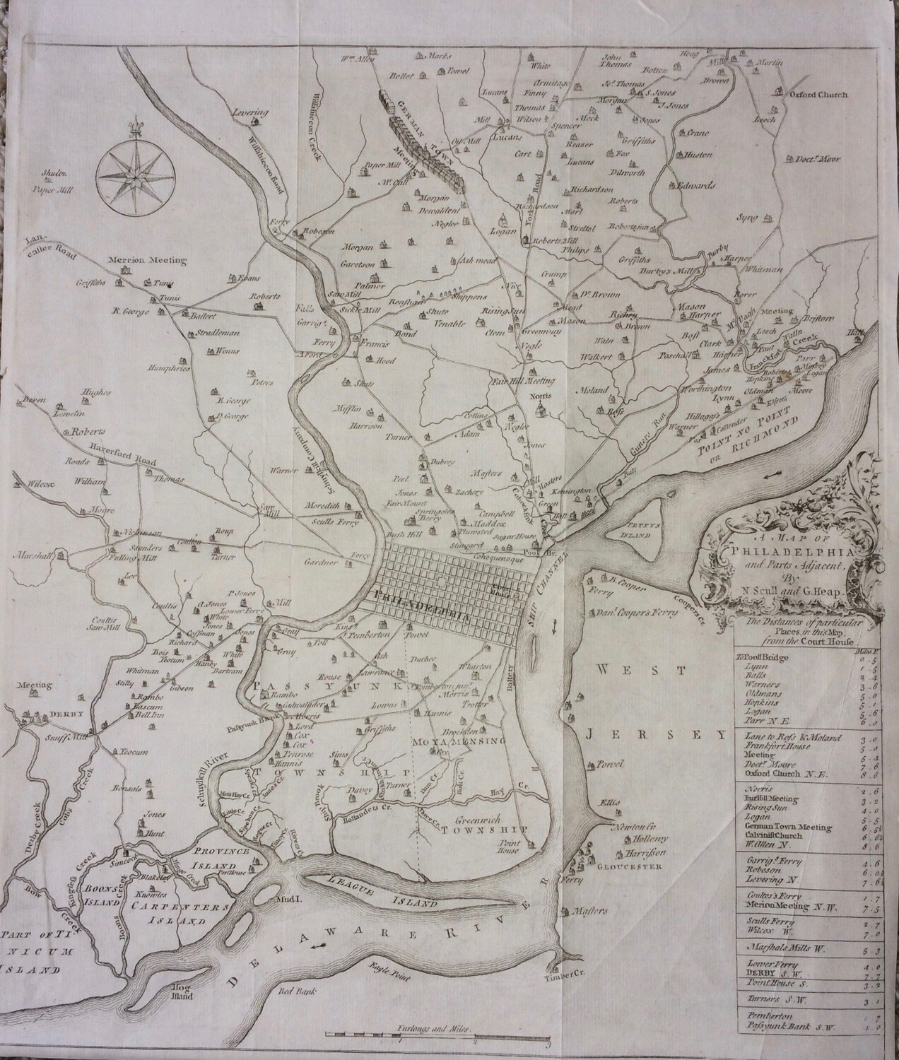 1753 Map of Colonial Philadelphia and parts adjacent ,by Scull and Heap