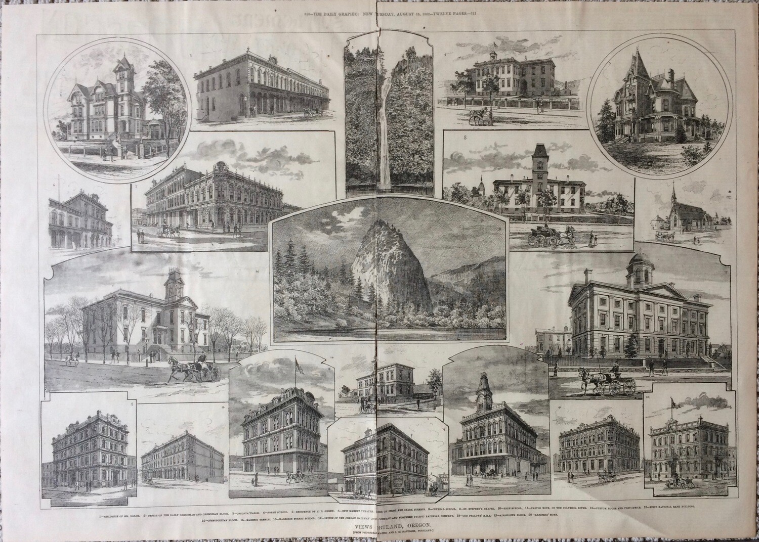 1882 Daily Graphic Views and Text of Portland or. , 2 pages all sides
