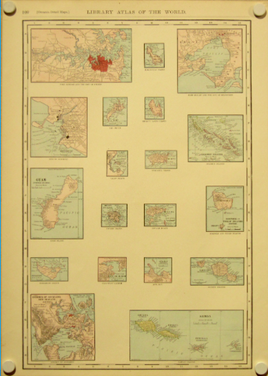 1912 Oceania Detail Maps of Guam Honolulu Samoa by Rand McNally