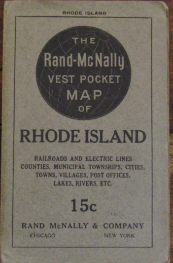 1915 Vest Pocket Folding Railroad Map of Rhode Island &amp; Connecticut by Rand McNally in Color Lithography