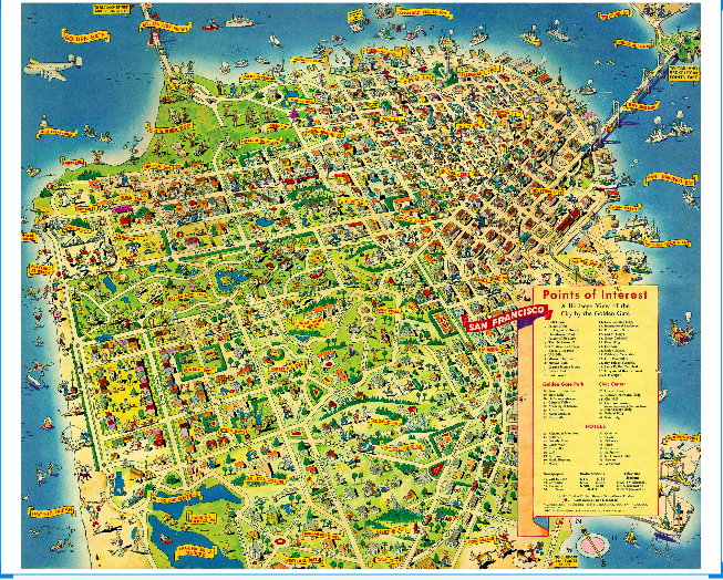 2024 (1952) Map of San Francisco by Don Bloodgood  - a lithographic reprint