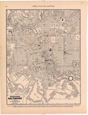 1937 Downtown Baltimore MD Gazetteer Gousha Co.
