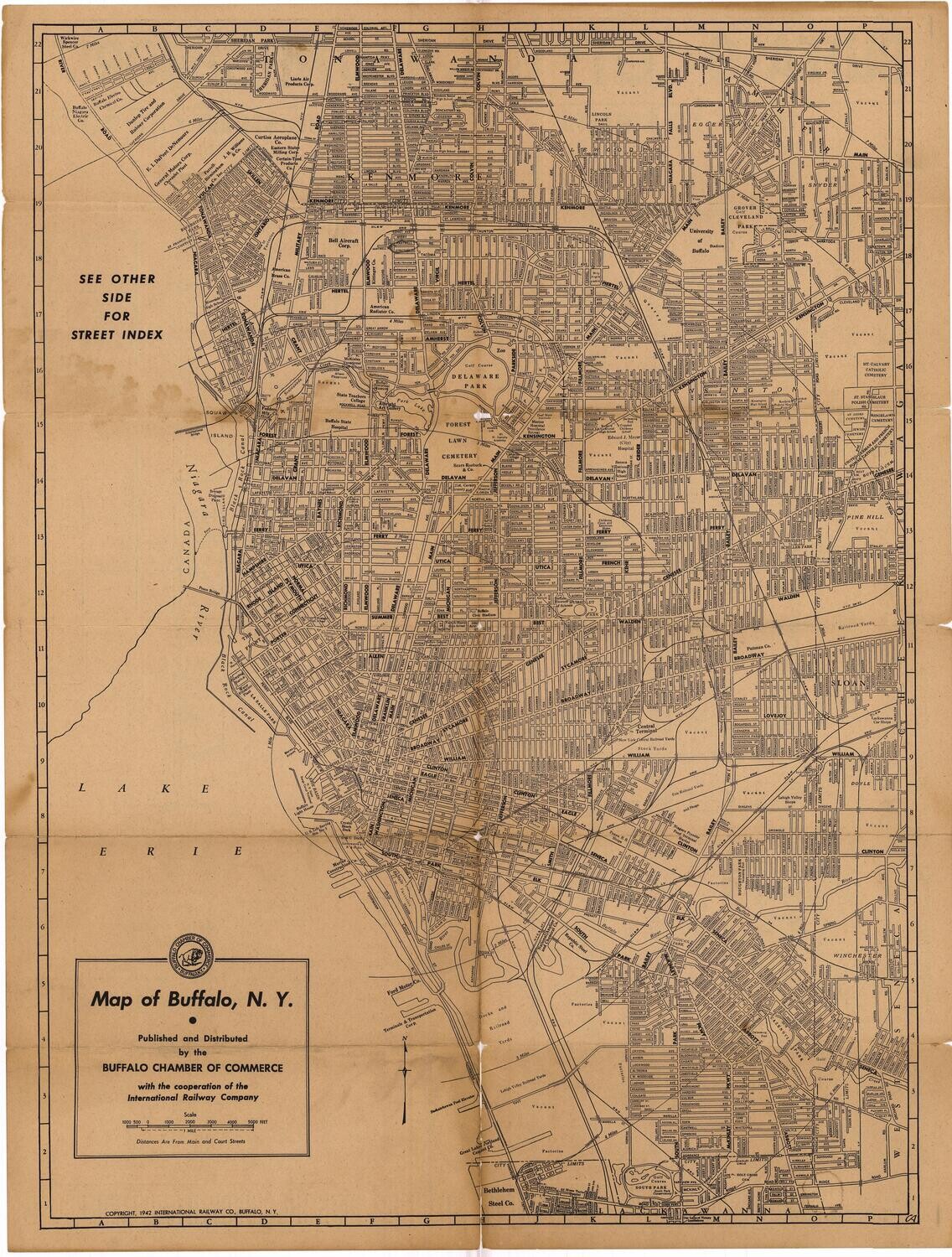 1942 Map of Buffalo NY