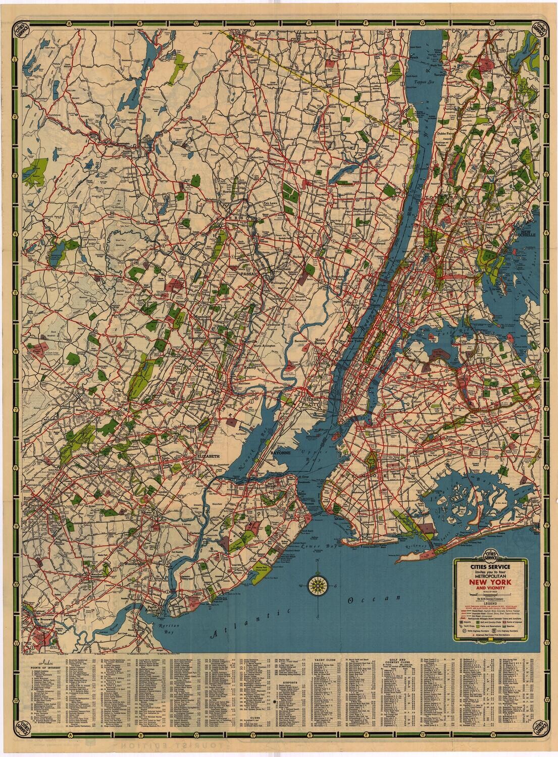 1955 Cities Service Map of New York City 