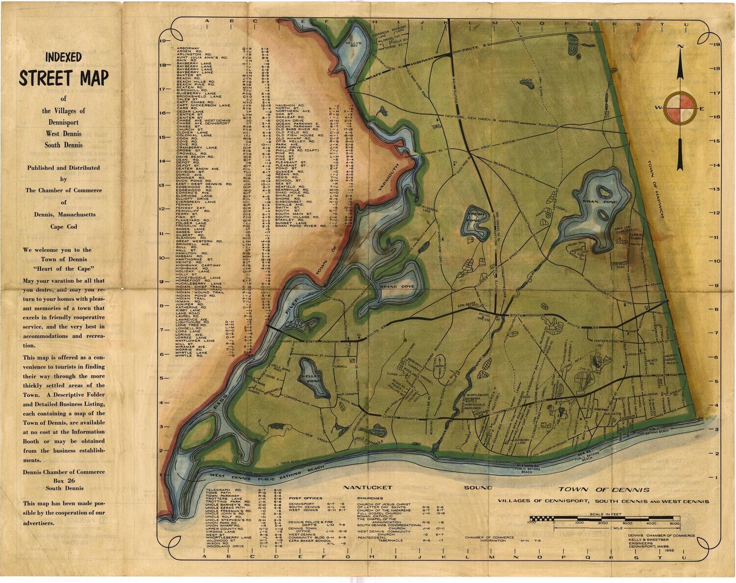 1955 Map of Town of Dennis, MA (Cape Cod) HC 