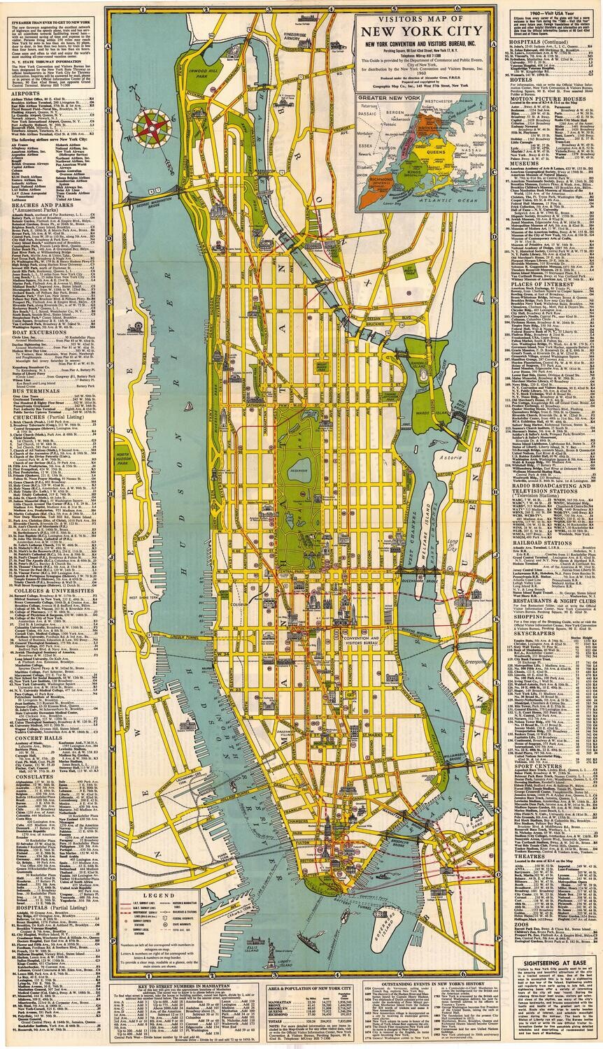 1959 New York City folding map by Hagstrom