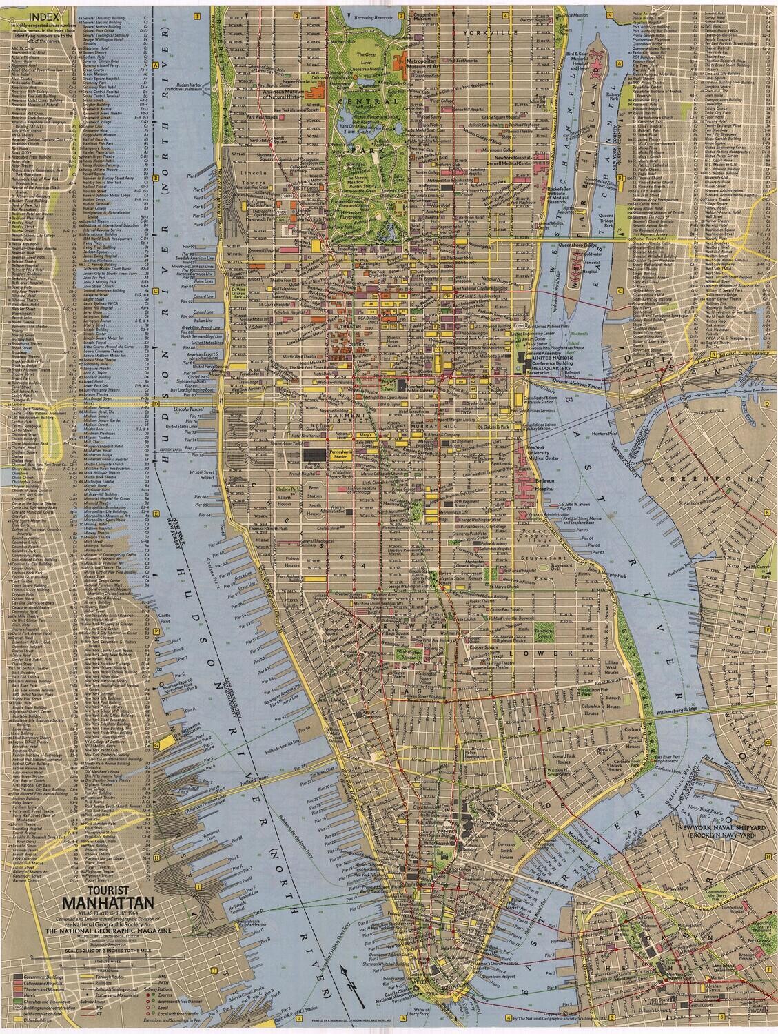 1964 Map of Manhattan, NYC 