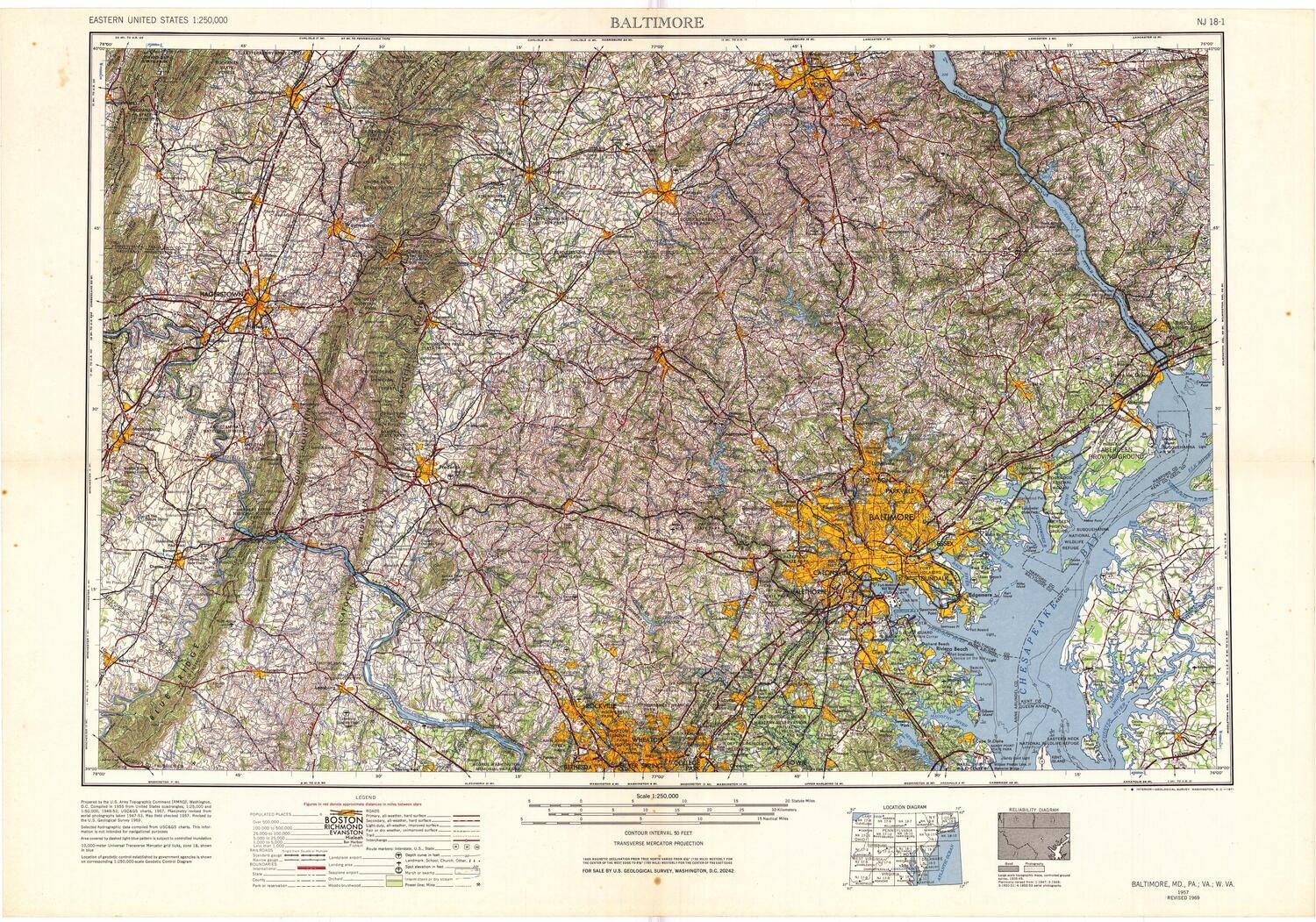1969 (1957) Map of Baltimore, MD