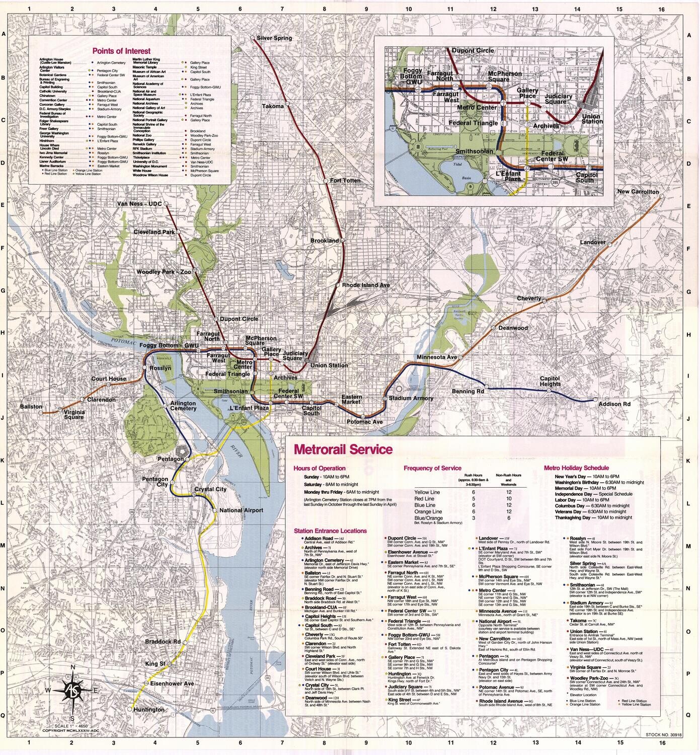 1983 Washington DC Metro rail map