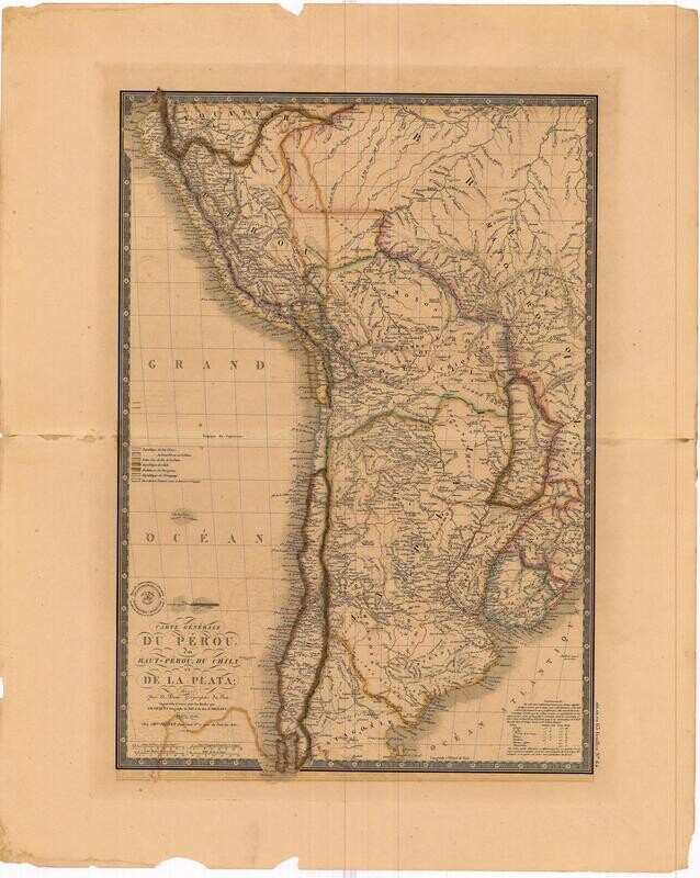 1845 Carte Generale du Perou by Le Brue in Steel engraving w/ OHC