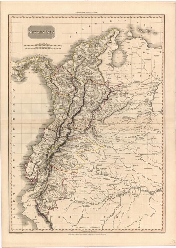 1811 New Granada by Cadell &amp; Davies in Copper engraving w/ original color