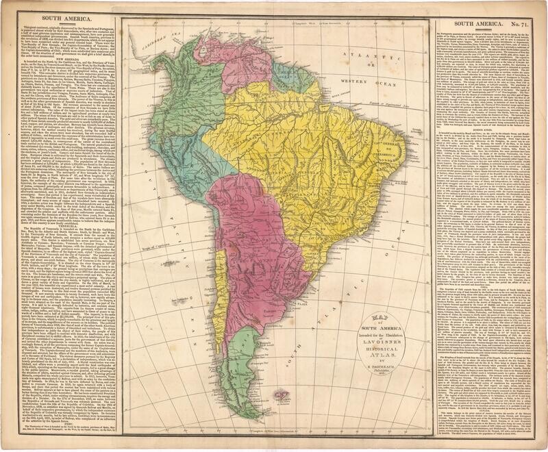 1821 Map of South America by J. Aspin w/ OHC