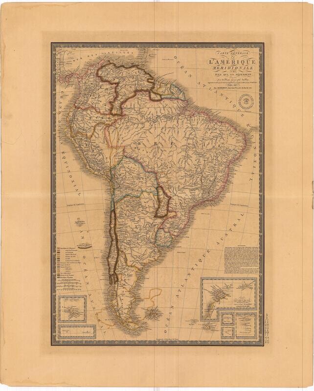 1845 Carte Generale de LAmerique Meridionale Le Brue -Damaged