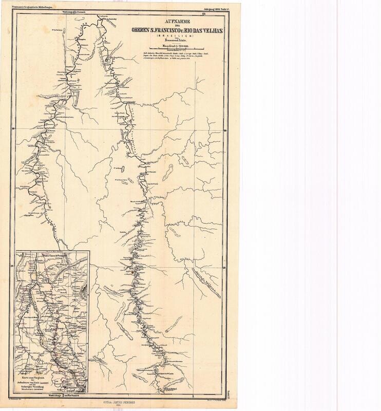 1866 Rio das Velhas Brazil by Justus Perthes in Lithography