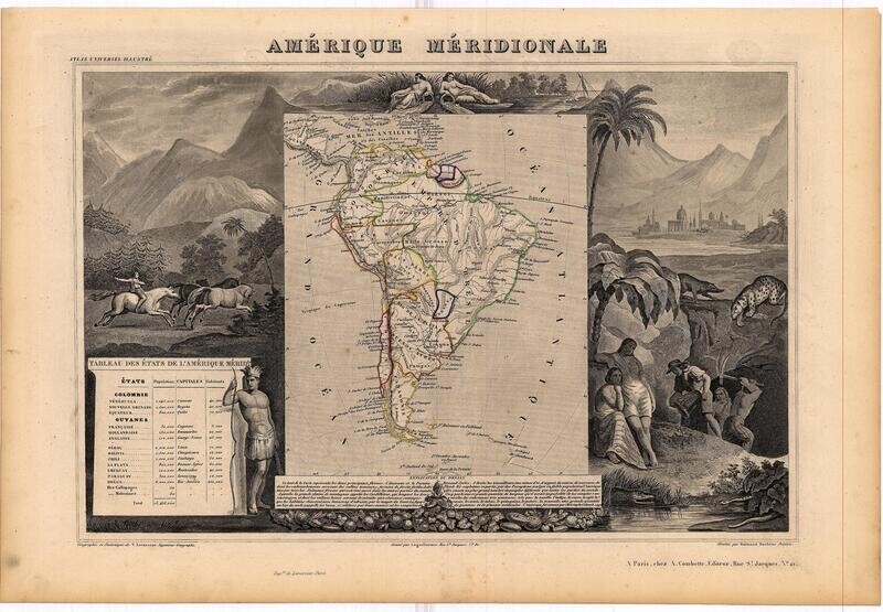 1856 Amerique Meridianale - South America by LaVassuer