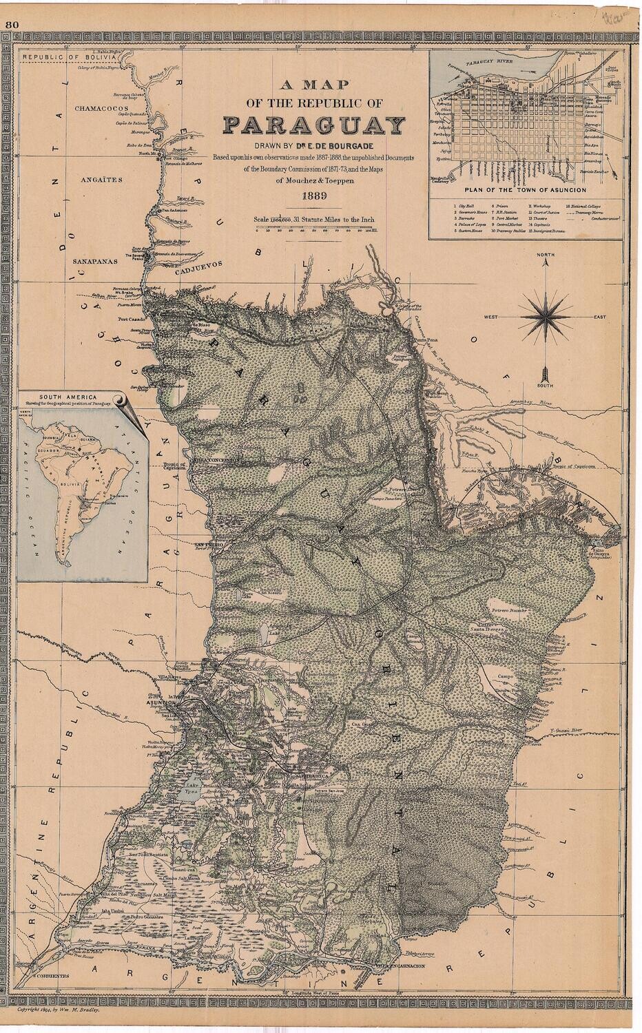 1889 Republic of Paraguay by Mouchez-Toeppen in Lithography