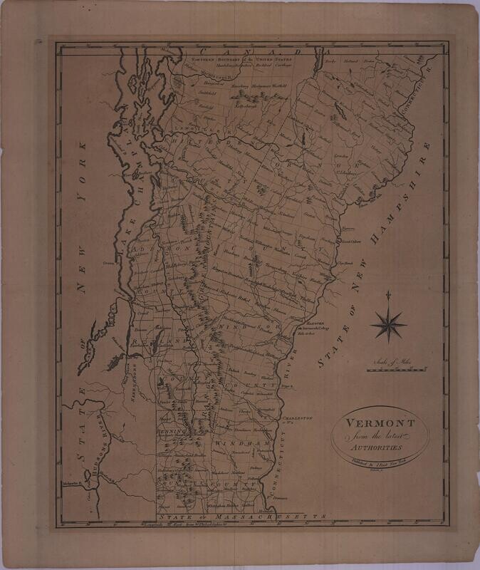 1792 Map of Vermont from the Latest Authorities by J. Reid -NY