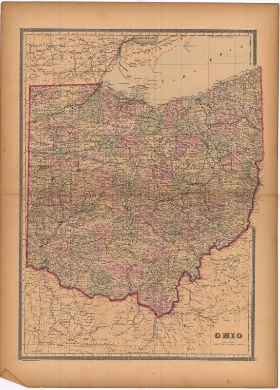 1886 Map of Ohio by Bradley's