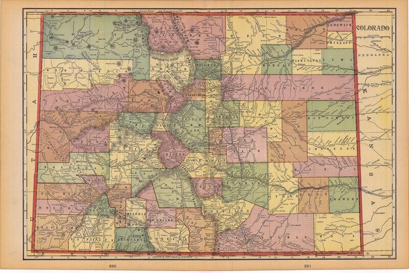 1903 Map of Colorado by Geo.Cram in Color Lithography