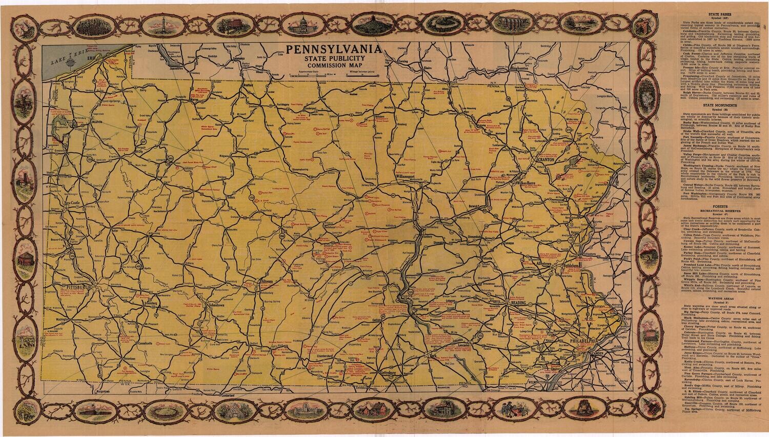 1937 Map of Pennsylvania 