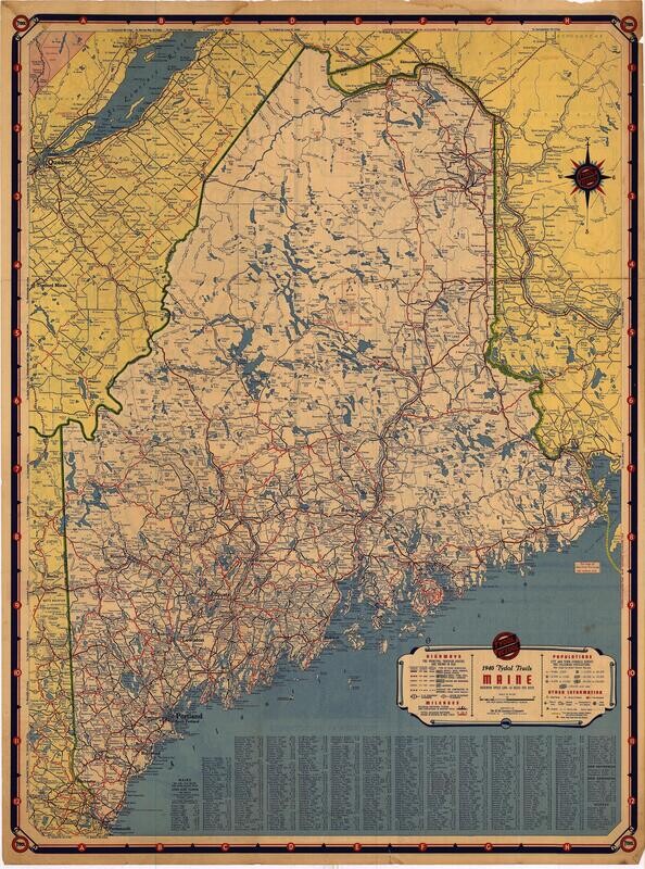 1940 Tydol Trails Road Map of Maine