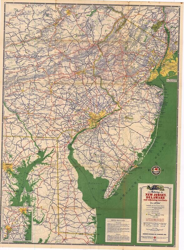 1936 Motor NJ DE Socony-Vacuum Oil Chromolith