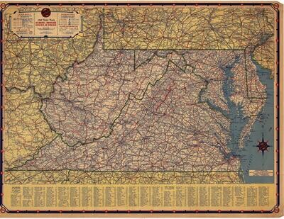 1940 Map of Delaware, Maryland, Virginia, West Virginia by Tydol Trails Road Map co.