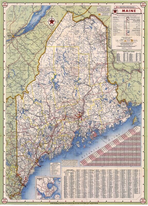 1964 Texaco Map of Maine