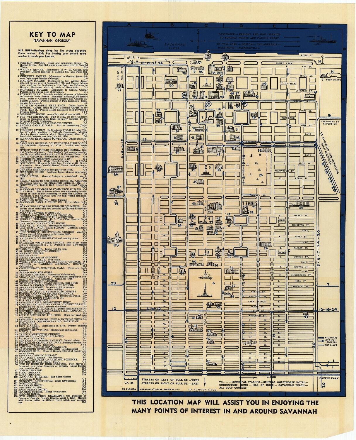 1935 Savannah georgia, Folding map 