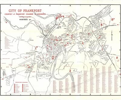 1964 Chamber of Commerce Map of Frankfort Kentucky