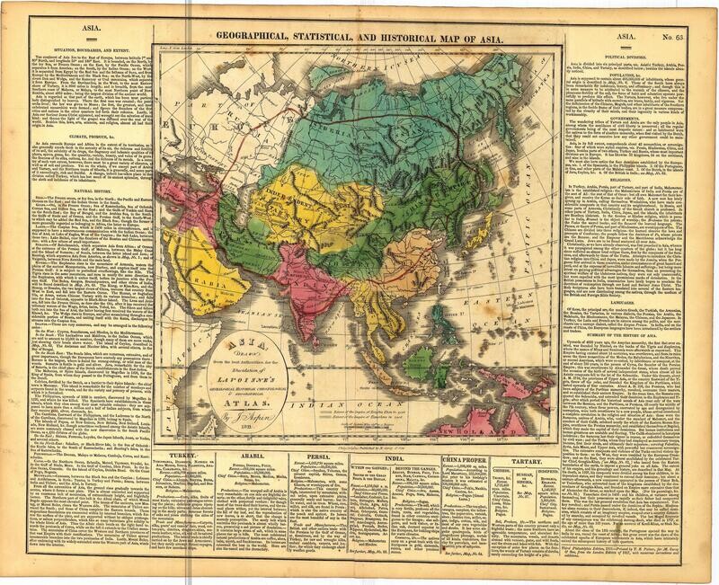 1821 Asia  with Text, La Voisens Atlas by Carey
